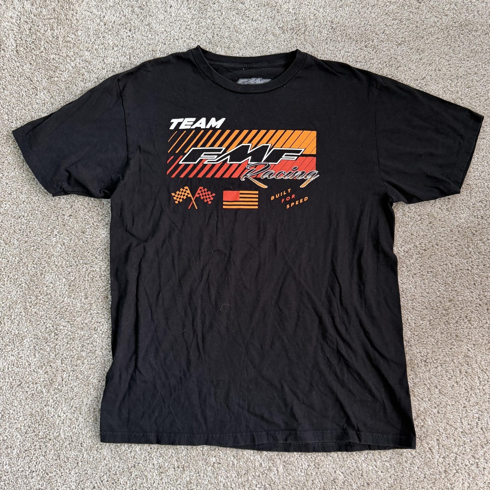 Fmf Racing Team Graphic Shirt Mens Large Black Usa Flag Motorsports Tee TShirt